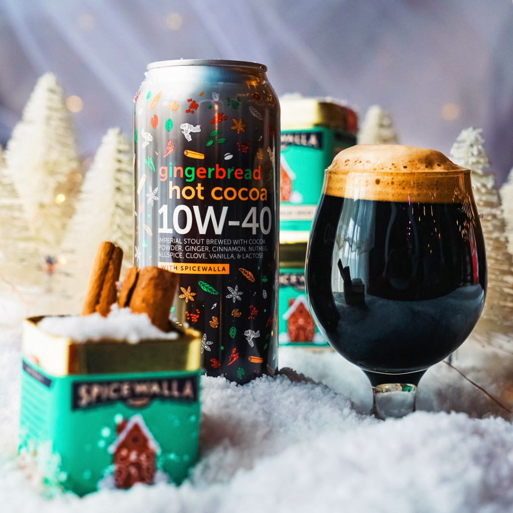 Sip on Hi-Wire Brewing's Gingerbread Hot Cocoa, part of their imperial stout series.